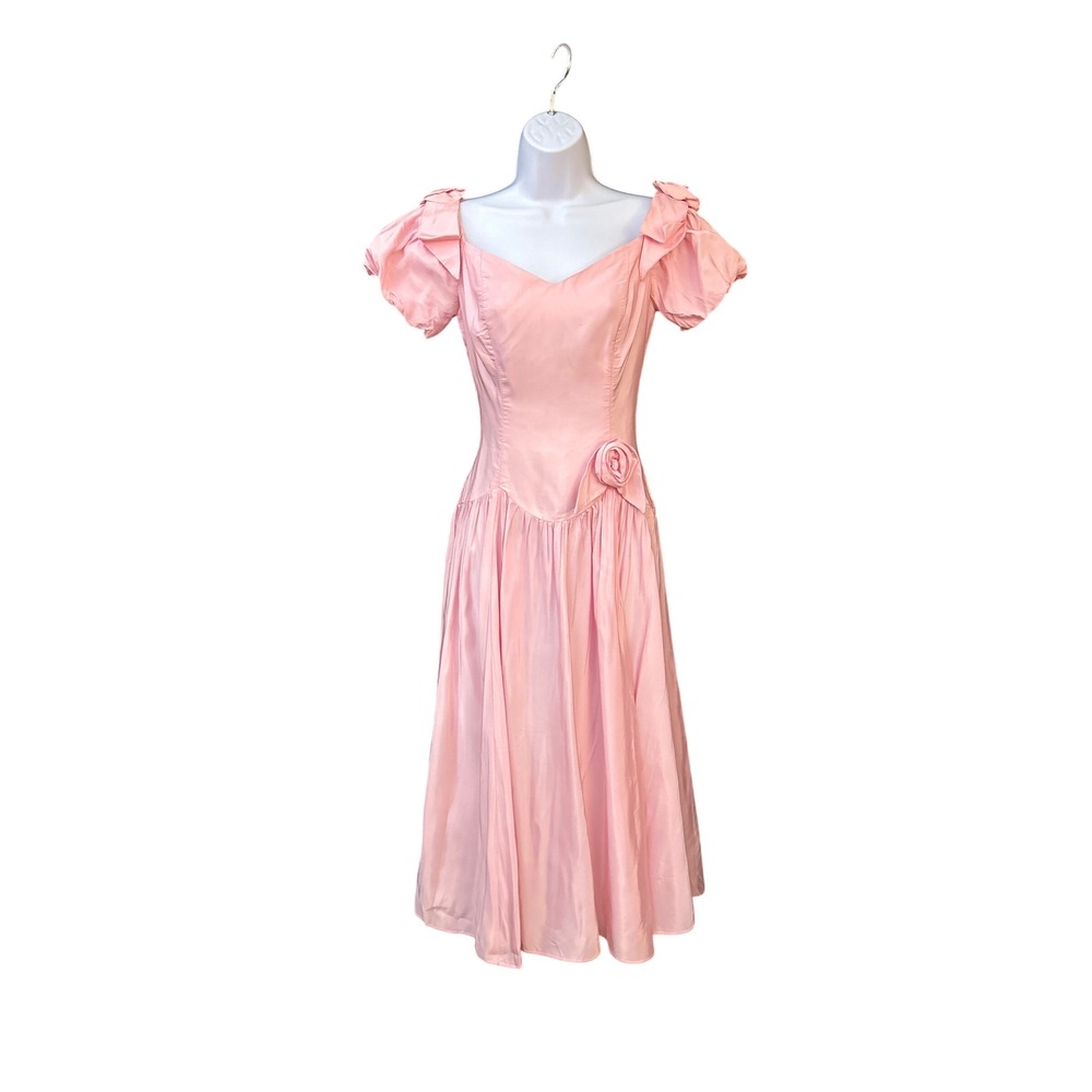 80s Vintage Pink Taffeta Prom Dress Barbiecore Princesscore Coquette Romantic